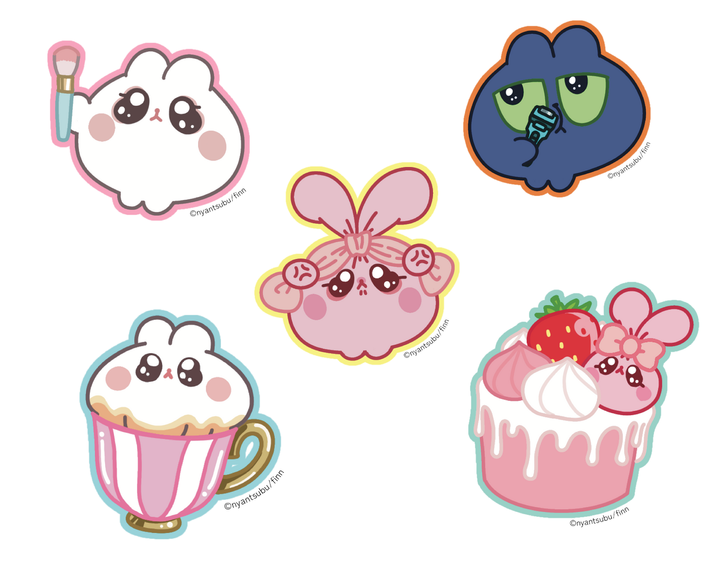 にゃんつぶ　身支度＆ティータイムステッカー(全5種)
