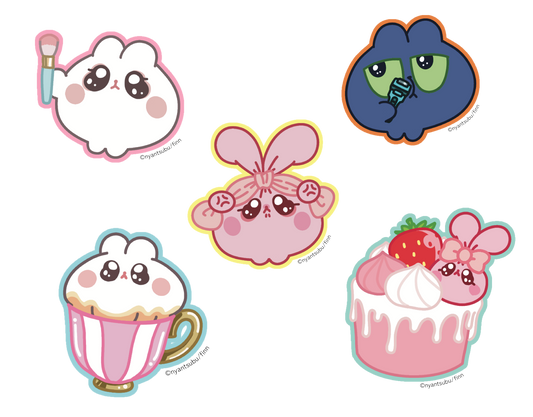 にゃんつぶ　身支度＆ティータイムステッカー(全5種)